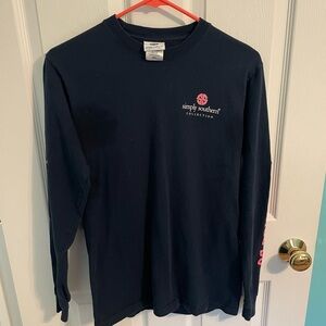 Simply Southern Dark Blue Long Sleeve with Pink Accents